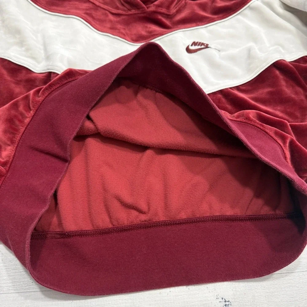 Nike Heritage Velour Hoodie burgundy red cropped women's‎ large